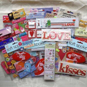 31 New Unopened Hearts & Love Theme Scrapbook Sticker Packages Asst. Makers